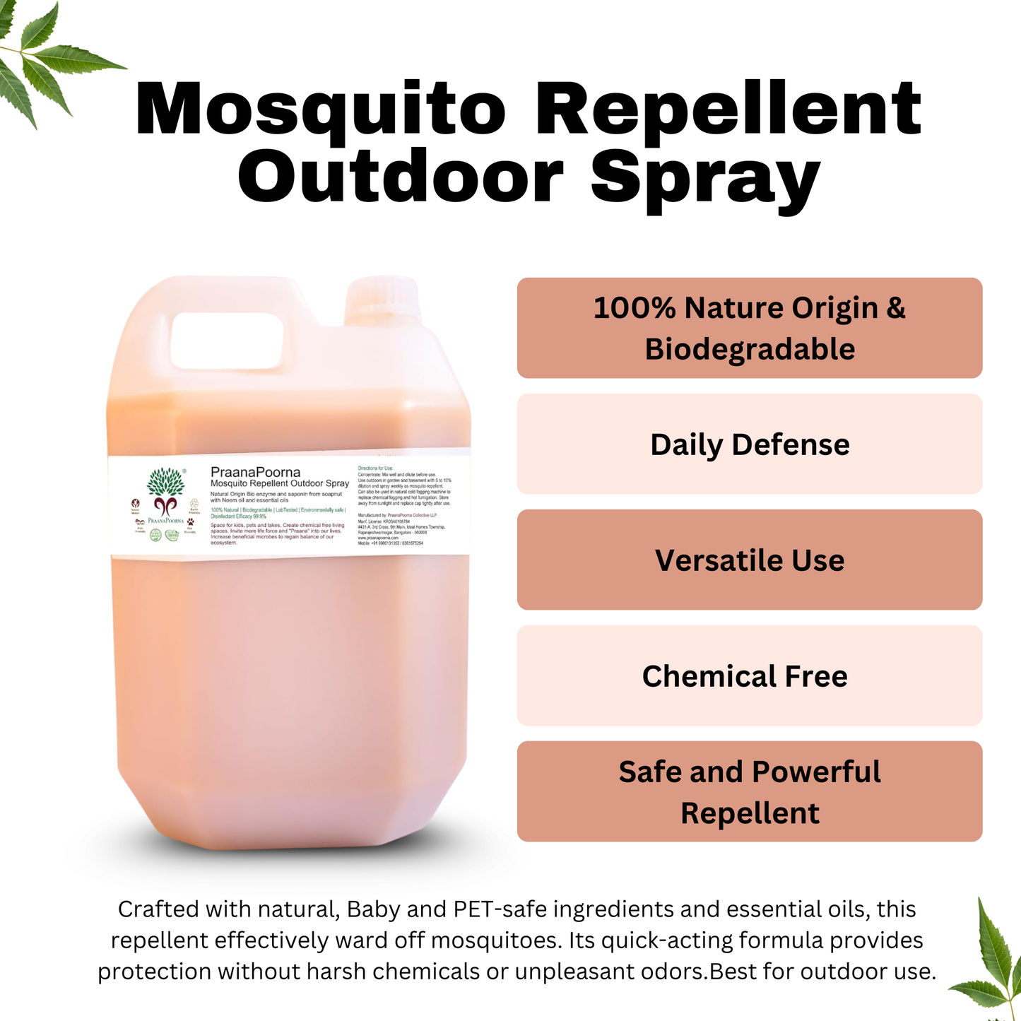 Praanapoorna Mosquito Repellent Outdoor Spray Concentrate 5L