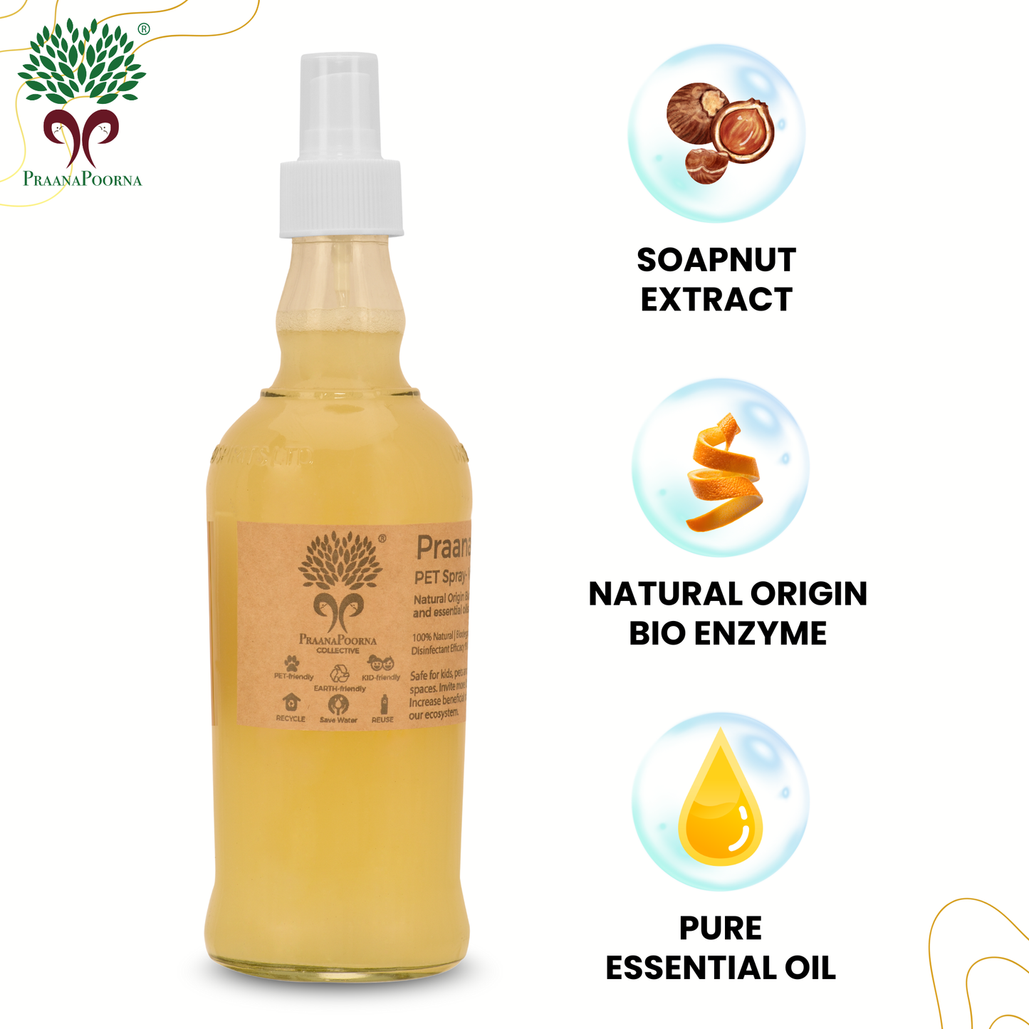 PraanaPoorna PET Spray - Deodoriser/waterless shampoo 100ml