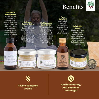Sambrani Pain Relief Kit of 5 : Aroma healing for Geriatric or menopause