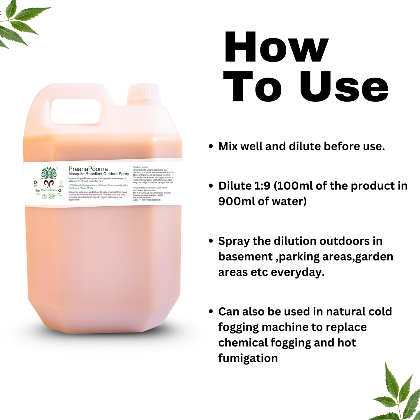 Praanapoorna Mosquito Repellent Outdoor Spray Concentrate 5L