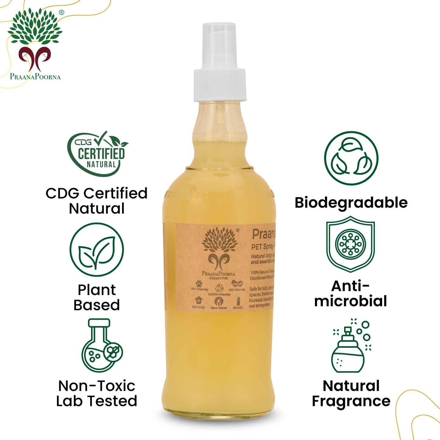 PraanaPoorna PET Spray - Deodoriser/waterless shampoo 100ml