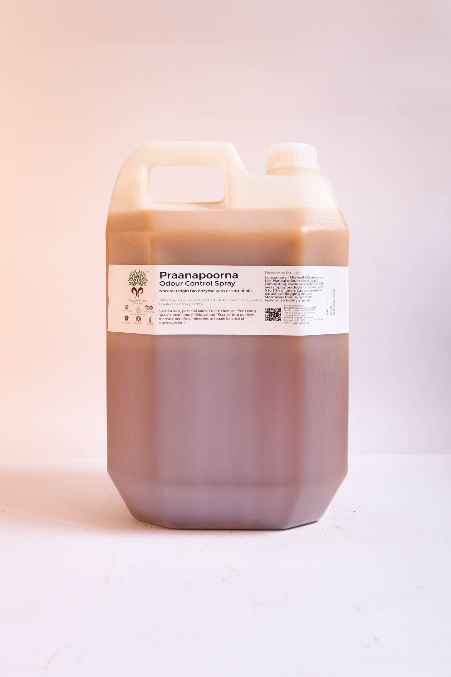 PraanaPoorna Odour Control Spray Concentrate 5L
