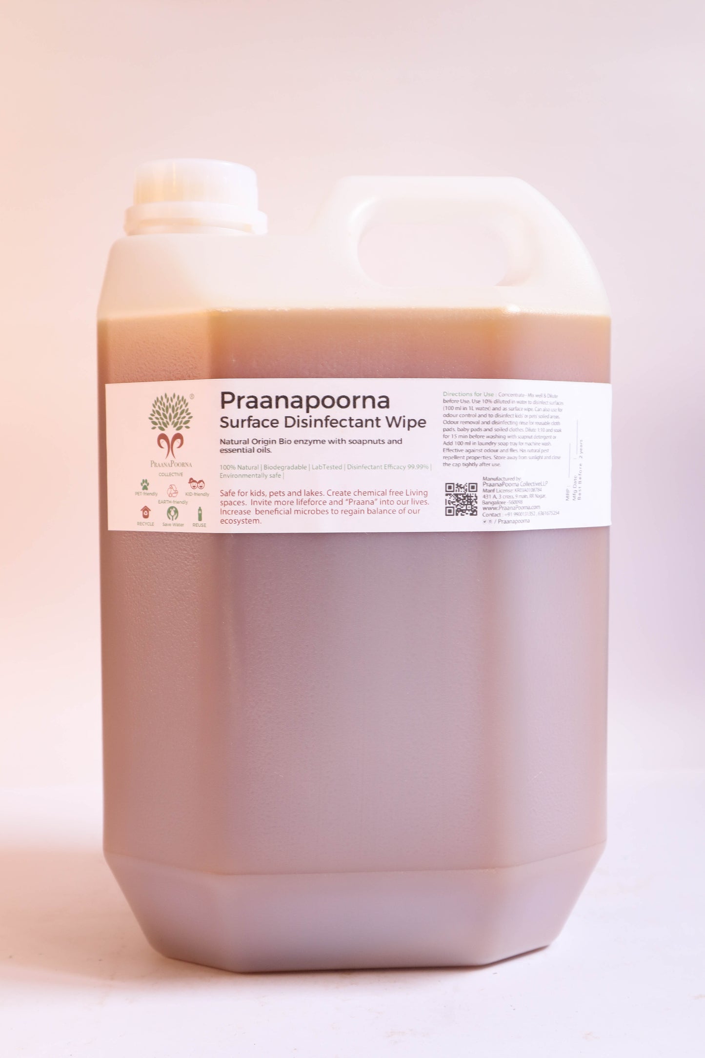 PraanaPoorna Surface Disinfectant Wipe 5L