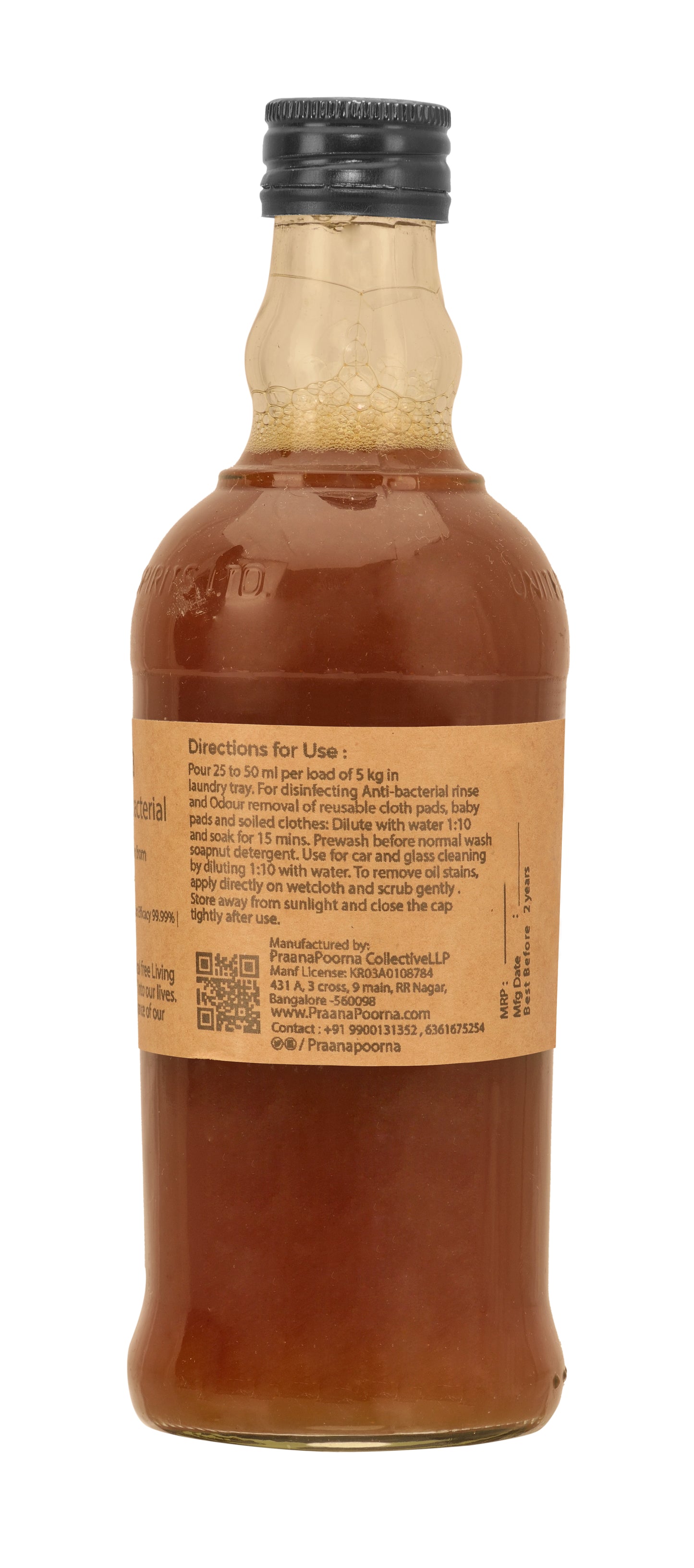 PraanaPoorna Soapnut Detergent Antibacterial 350ml