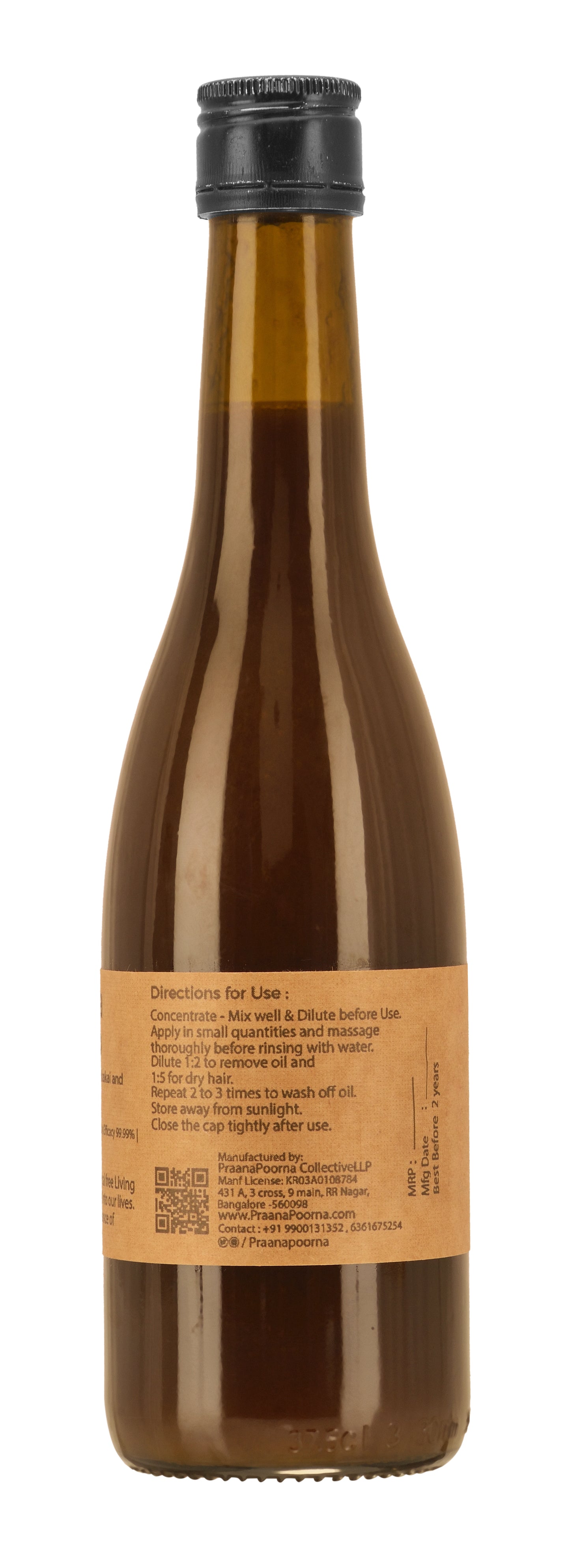 PraanaPoorna Natural Shampoo 350ml