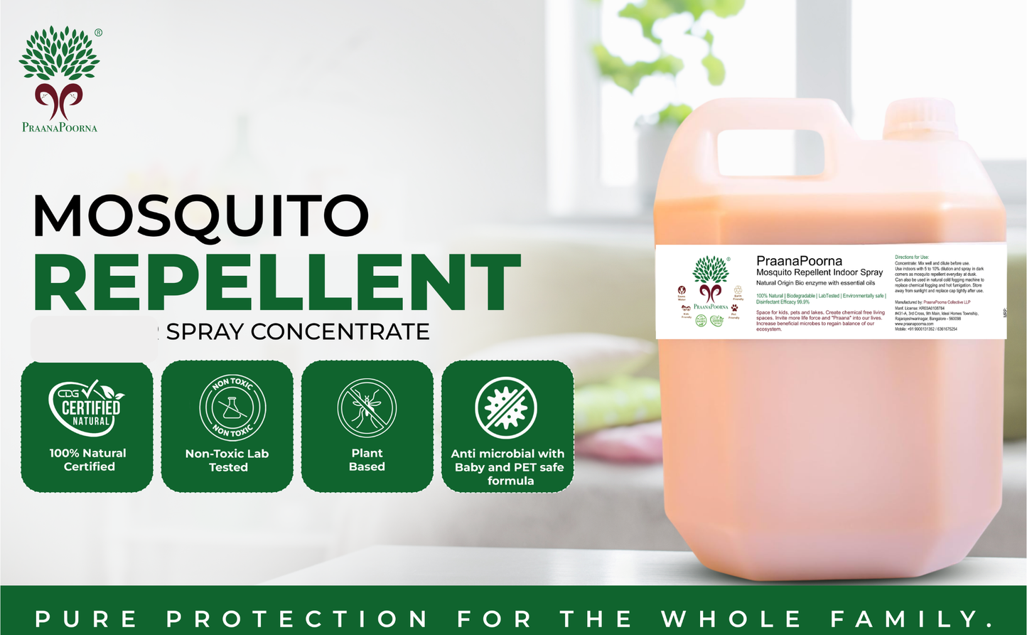 Praanapoorna Mosquito Repellent Indoor Spray Concentrate 5L