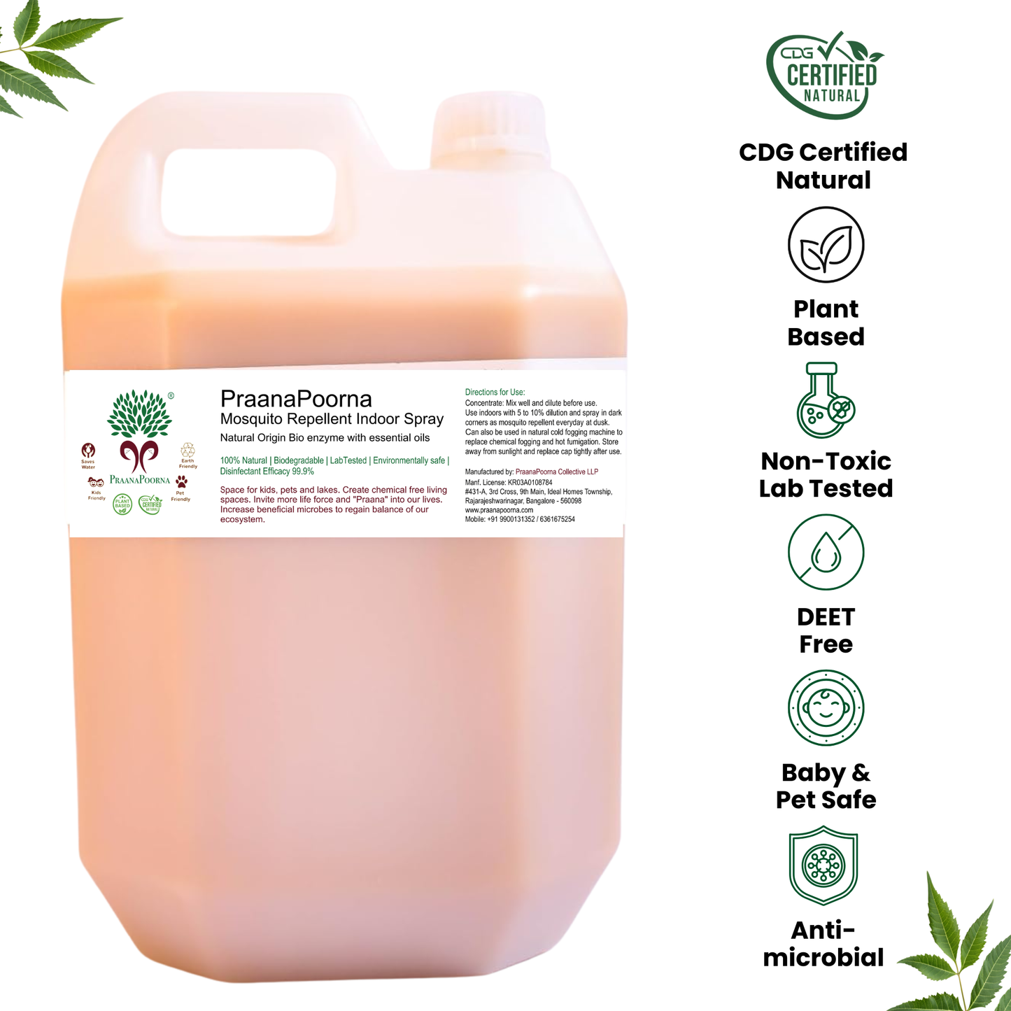 Praanapoorna Mosquito Repellent Indoor Spray Concentrate 5L