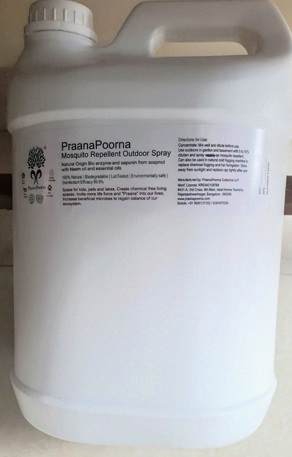 Praanapoorna Mosquito Repellent Outdoor Spray Concentrate 5L