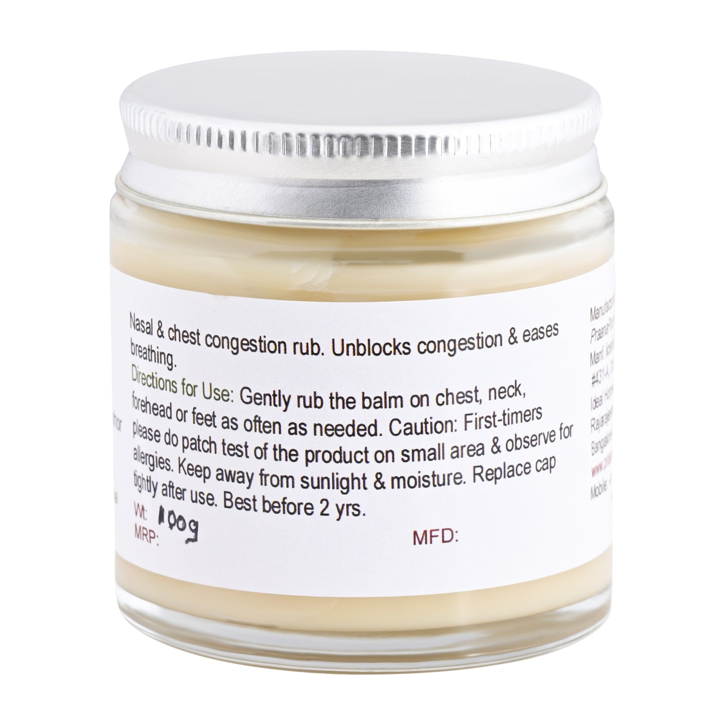 PraanaPoorna Natural Cold Rub 100g
