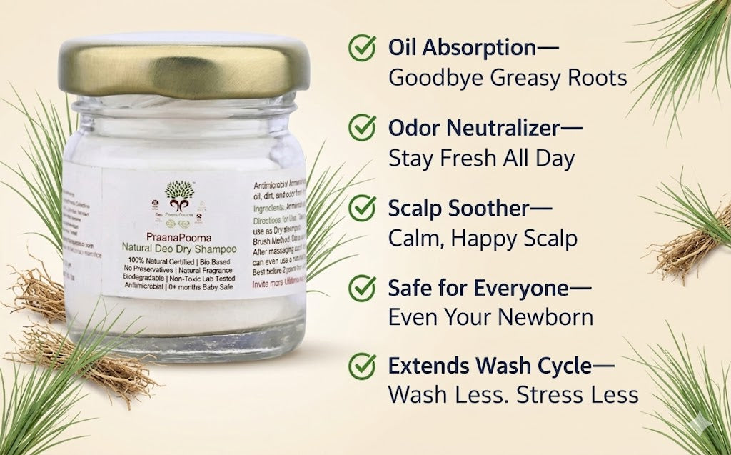 PraanaPoorna Natural Deo Dry Shampoo 20g